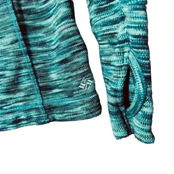 Columbia Women’s 1/2 Zip Marled Blue Green Activewear Pullover Thumbholes XS - Picture 4 of 9